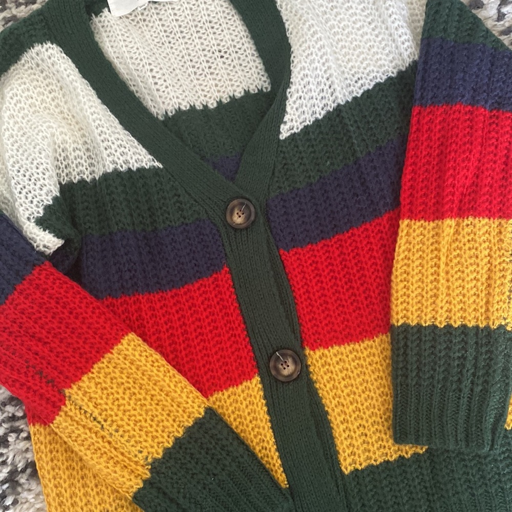 Vici Multicolored Button Up Sweater - image 2